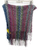 Missoni Green, Blue, Pink Viscose Squiggle Print Chevron Fringe scarf Green, Blue, Pink