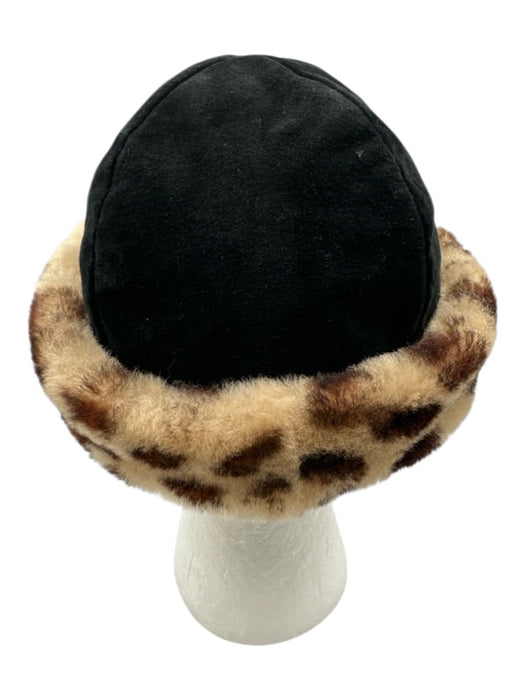 Annie Chouinard Leopard Print Suede Shearling Leopard Vintage Winter Hat Leopard Print / One Size