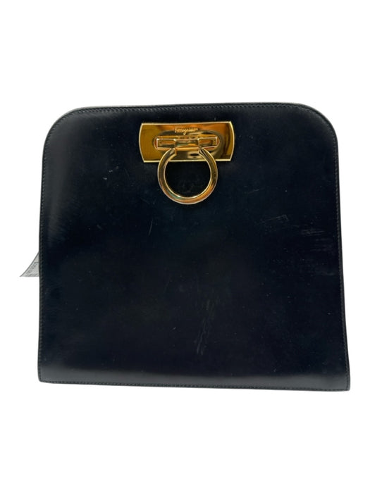 Ferragamo Black Leather Logo Vintage Chain Bag Black / Small