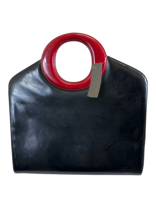 Dior Black Red Patent Leather Vintage Tote Bag Black Red / Large