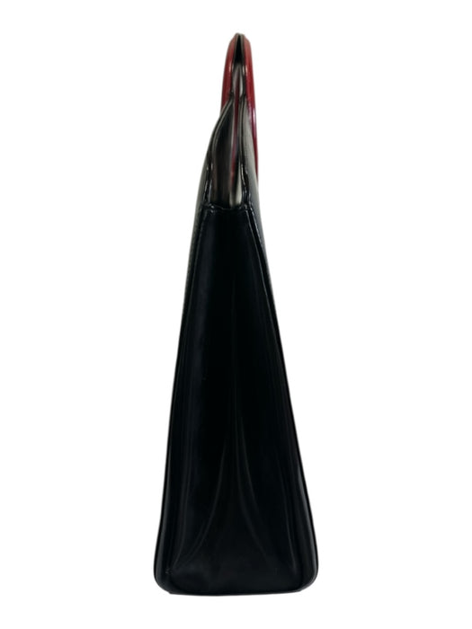 Dior Black Red Patent Leather Vintage Tote Bag Black Red / Large