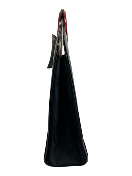 Dior Black Red Patent Leather Vintage Tote Bag Black Red / Large