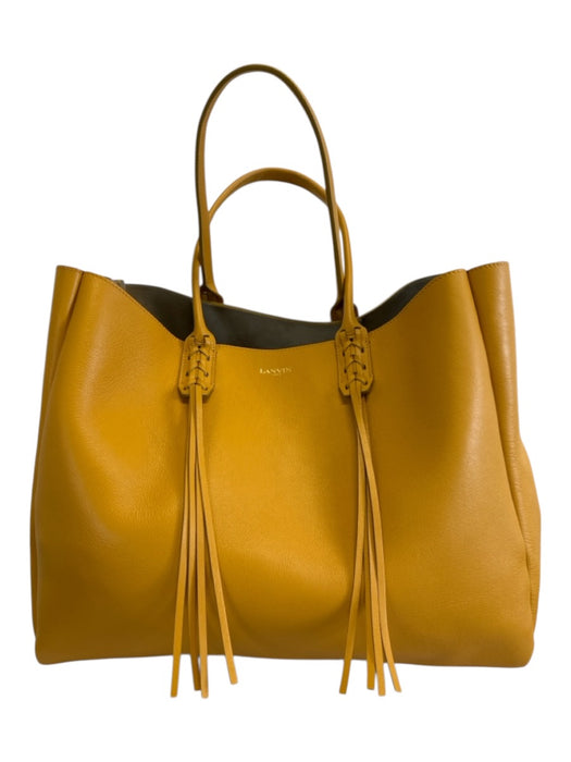 Lanvin Yellow Leather Fringe Tote Bag Yellow / Large
