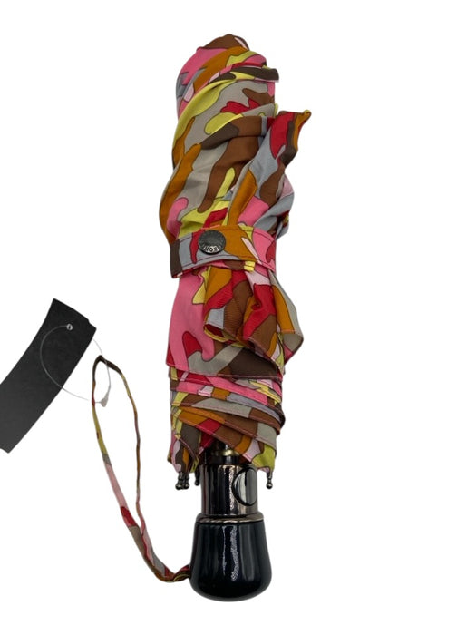 Missoni Pink, Brown & Multi Nylon Camoflage Abstract Print Button Umbrella Pink, Brown & Multi