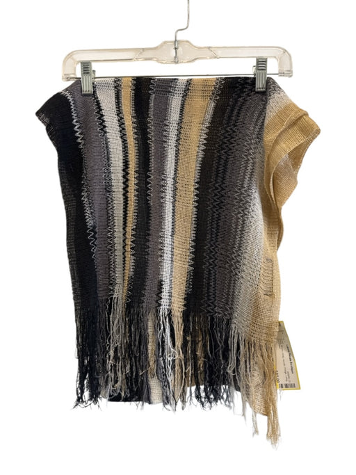 Missoni Black, Brown, Gray Acrylic Fringe Long scarf Black, Brown, Gray