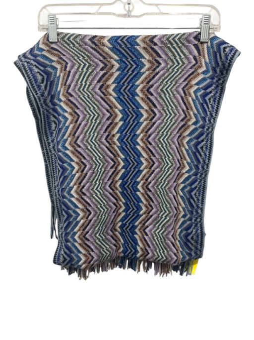 Missoni Blue, Purple, Green Fringe Shimmer Chevron scarf Blue, Purple, Green