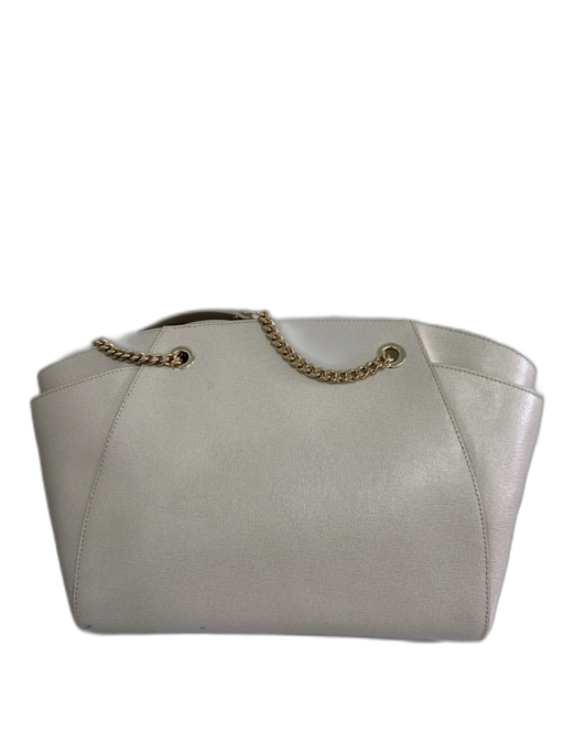 Furla Taupe Gray Leather Gold Chain Strap Pockets Shoulder Bag Tote Bag Taupe Gray