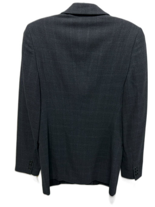 Giorgio Armani Size S Charcoal Gray Wool Blend One Button Soft Plaid Jacket Charcoal Gray / S