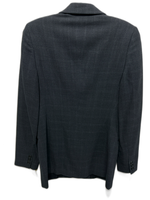 Giorgio Armani Size S Charcoal Gray Wool Blend One Button Soft Plaid Jacket Charcoal Gray / S