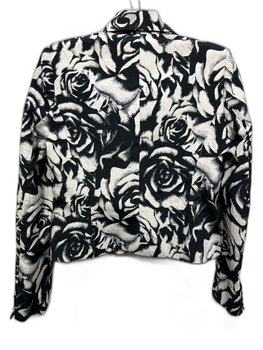 Alice + Olivia Size Small Black & White Print Cotton Blend One Button Jacket Black & White Print / Small