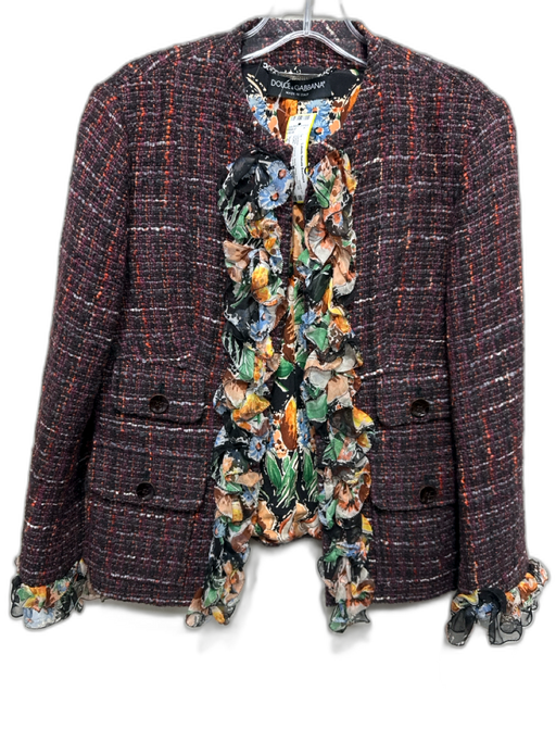 Dolce & Gabbana Size S / 42 Purple, Orange, Black Wool Blend Abstract Jacket Purple, Orange, Black / S / 42