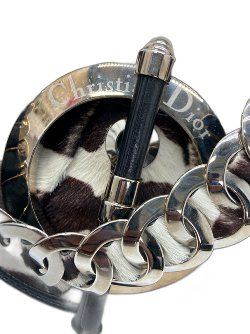 Christian Dior Dark Brown & Cream Print Cowhide Ponyhair Zebra Stripe Toggle Bag Dark Brown & Cream Print / S