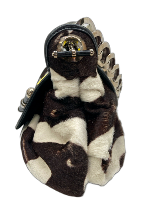 Christian Dior Dark Brown & Cream Print Cowhide Ponyhair Zebra Stripe Toggle Bag Dark Brown & Cream Print / S