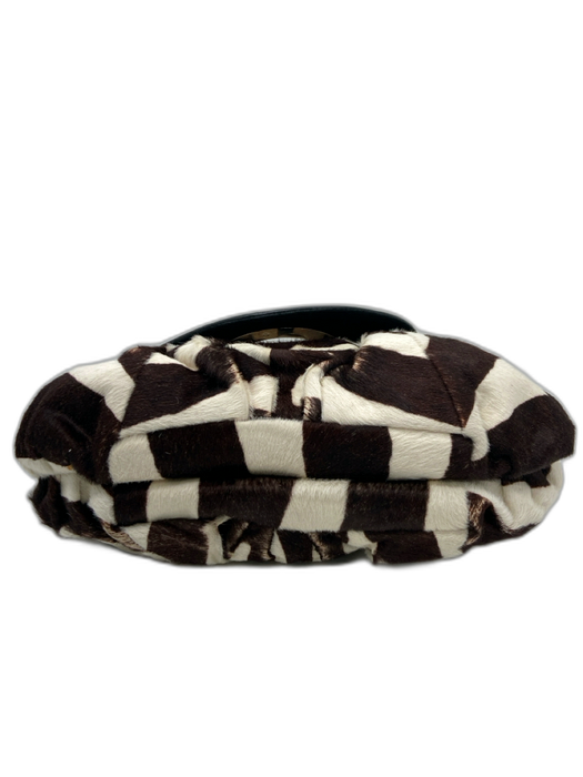 Christian Dior Dark Brown & Cream Print Cowhide Ponyhair Zebra Stripe Toggle Bag Dark Brown & Cream Print / S