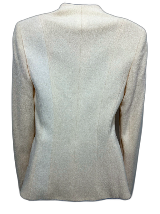 Christian Dior Size 4 Cream Virgin Wool Button Down Pintuck Application Jacket Cream / 4