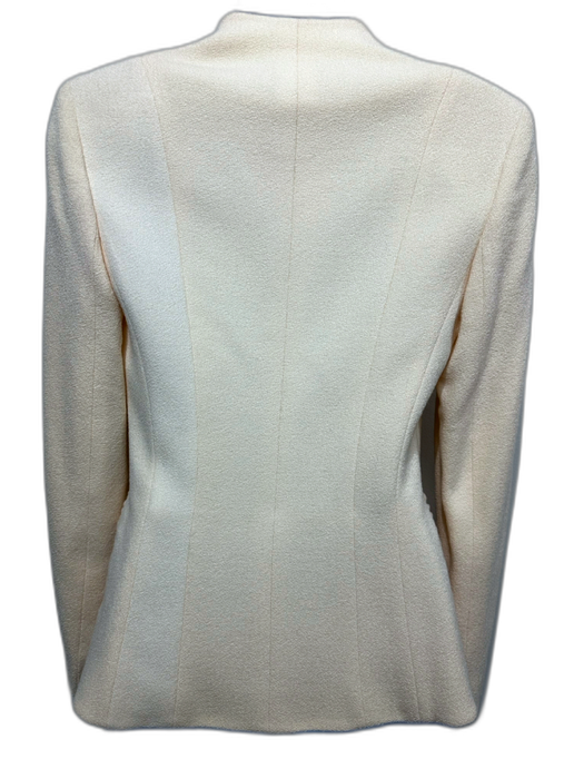 Christian Dior Size 4 Cream Virgin Wool Button Down Pintuck Application Jacket Cream / 4