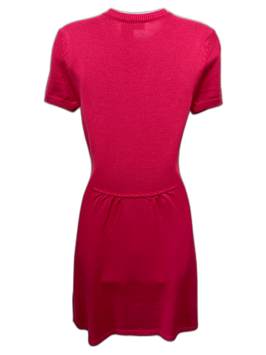 Red Valentino Size S Pink Virgin Wool Bow Waist Detail Short Sleeve Dress Pink / S