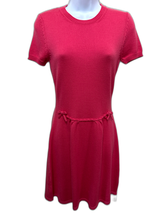 Red Valentino Size S Pink Virgin Wool Bow Waist Detail Short Sleeve Dress Pink / S
