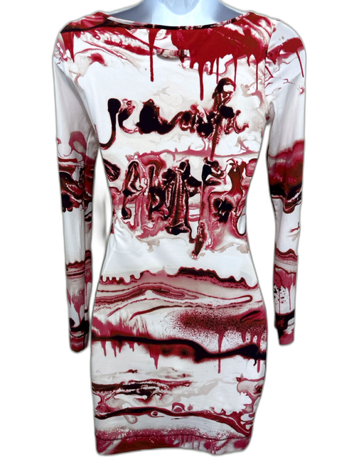 Jean Paul Gaultier Size XS White, Pink, Black Polyamide Wide Neck Abstract Dress White, Pink, Black / XS