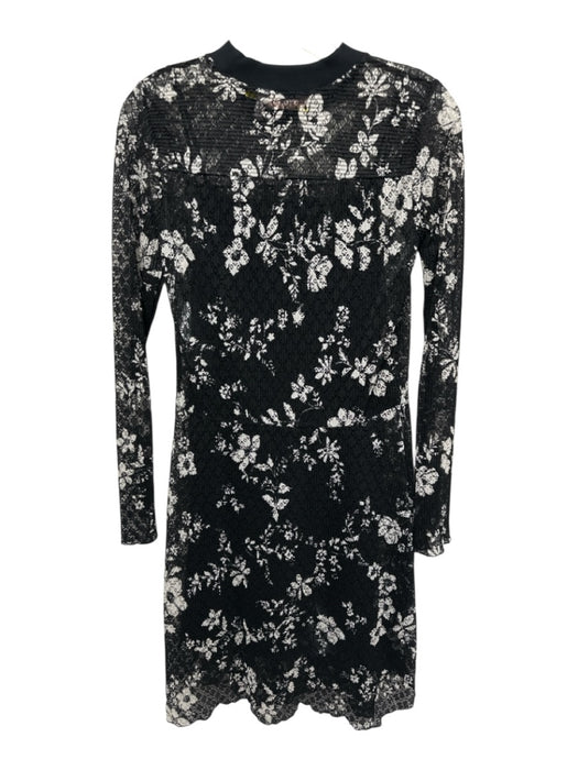 See By Chloe Size S Black & White Polyester Mesh Floral Slip Incl Dress Black & White / S