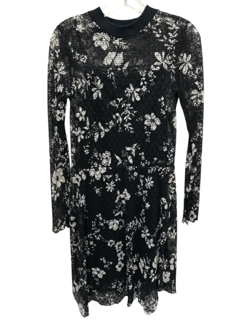 See By Chloe Size S Black & White Polyester Mesh Floral Slip Incl Dress Black & White / S