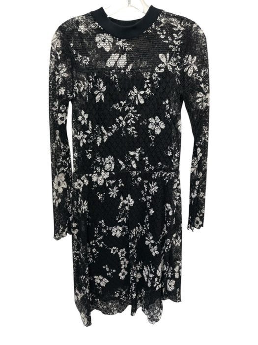 See By Chloe Size S Black & White Polyester Mesh Floral Slip Incl Dress Black & White / S