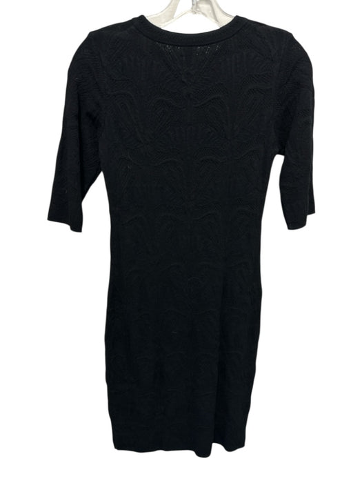 M Missoni Size S / 40 Black Polyester Textured 3/4 Sleeve Below the Knee Dress Black / S / 40