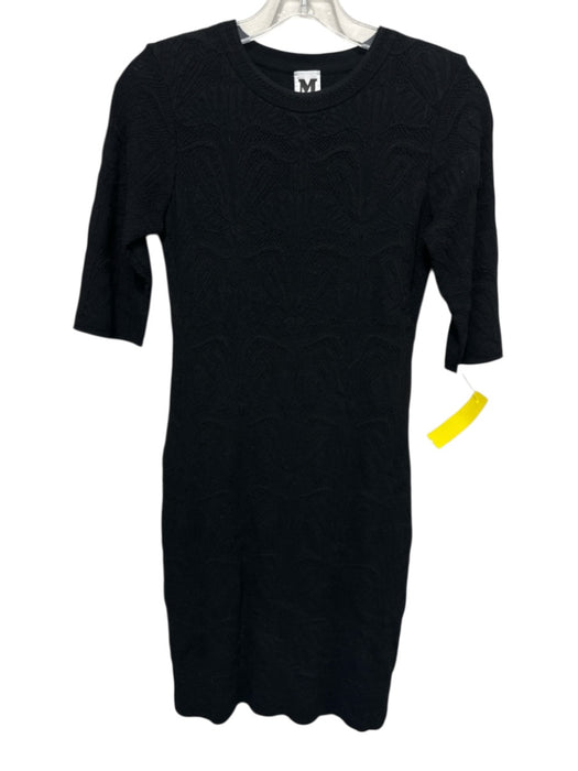 M Missoni Size S / 40 Black Polyester Textured 3/4 Sleeve Below the Knee Dress Black / S / 40