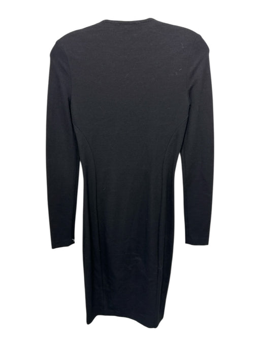 Stella McCartney Size M / 38 Black Rayon Side Zip Jacquard Long Sleeve Dress Black / M / 38