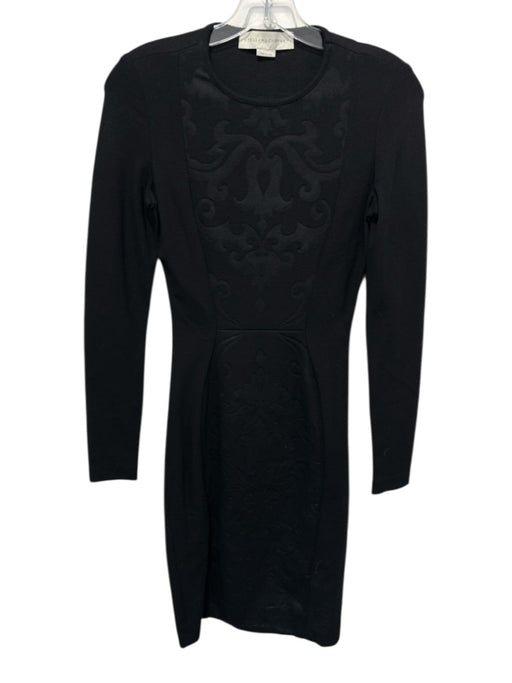 Stella McCartney Size M / 38 Black Rayon Side Zip Jacquard Long Sleeve Dress Black / M / 38