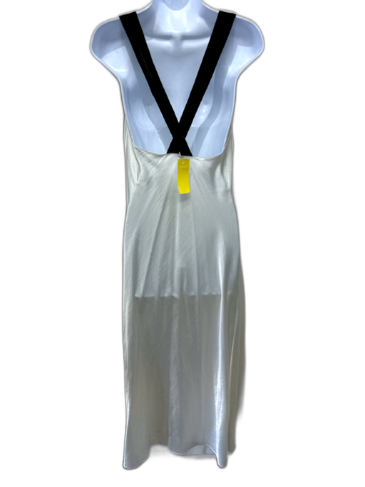 Vera Wang Size Small Ivory White & Black Polyester Velvet Overcoat Midi Dress Ivory White & Black / Small