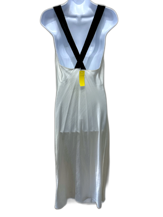 Vera Wang Size Small Ivory White & Black Polyester Velvet Overcoat Midi Dress Ivory White & Black / Small