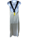 Vera Wang Size Small Ivory White & Black Polyester Velvet Overcoat Midi Dress Ivory White & Black / Small