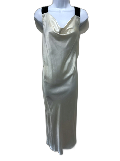 Vera Wang Size Small Ivory White & Black Polyester Velvet Overcoat Midi Dress Ivory White & Black / Small