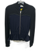 McQ by Alexander McQueen Size L Navy Blue & Black Rayon Ribbed Knit Jacket Navy Blue & Black / L