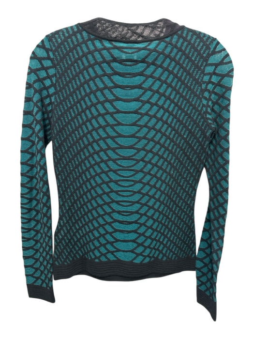 M Missoni Size S / 40 Teal Green & Black Cotton Abstract Long Sleeve Sweater Teal Green & Black / S / 40
