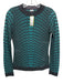 M Missoni Size S / 40 Teal Green & Black Cotton Abstract Long Sleeve Sweater Teal Green & Black / S / 40