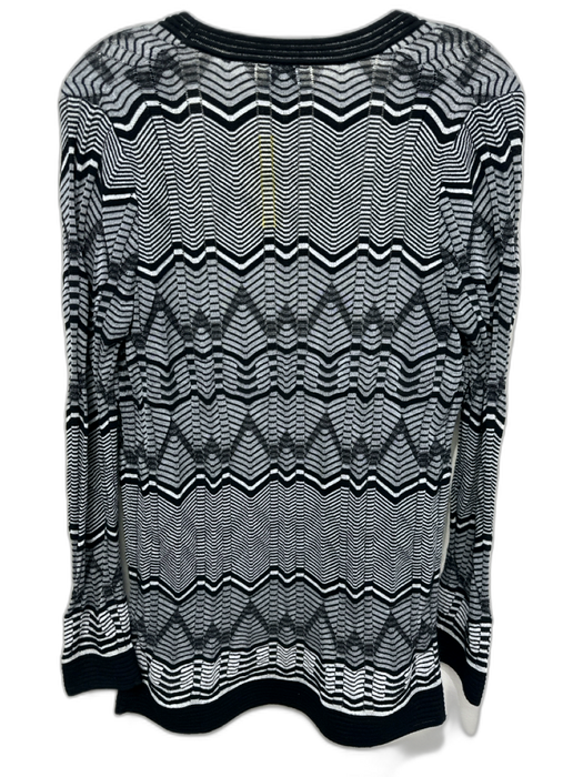 M Missoni Size S / 40 Black, Gray, White Cotton Open Front Chevron Cardigan Black, Gray, White / S / 40