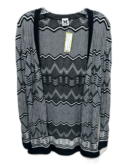 M Missoni Size S / 40 Black, Gray, White Cotton Open Front Chevron Cardigan Black, Gray, White / S / 40