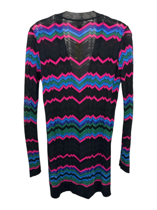 M Missoni Size 4 Black, Pink, Blue Cotton Blend Button Down Chevron Cardigan Black, Pink, Blue / 4