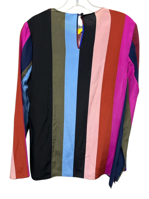 Diane Von Furstenberg Size 2 Blue, Pink, Green Silk Vertical Stripes Top Blue, Pink, Green / 2