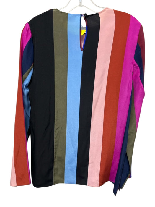 Diane Von Furstenberg Size 2 Blue, Pink, Green Silk Vertical Stripes Top Blue, Pink, Green / 2