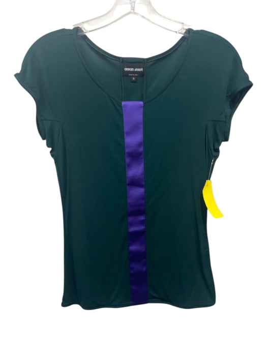 Giorgio Armani Size S / 38 Green & Purple Viscose One Stripe Cap Sleeve Top Green & Purple / S / 38