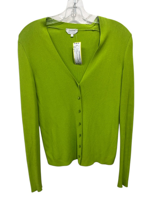Max Mara Size S Lime Green Viscose Long Sleeve Thin Knit Cardigan Lime Green / S
