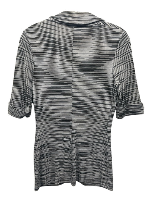 M Missoni Size 2 Black & Gray Print Cotton Blend One Button Half Sleeve Cardigan Black & Gray Print / 2