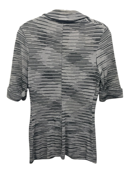 M Missoni Size 2 Black & Gray Print Cotton Blend One Button Half Sleeve Cardigan Black & Gray Print / 2
