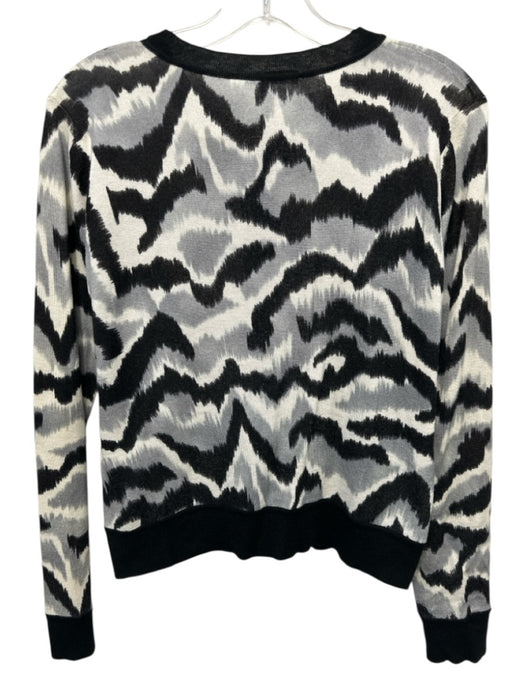 Max Mara Size S Black, Gray, White Silk Blend Button Down Abstract Cardigan Black, Gray, White / S