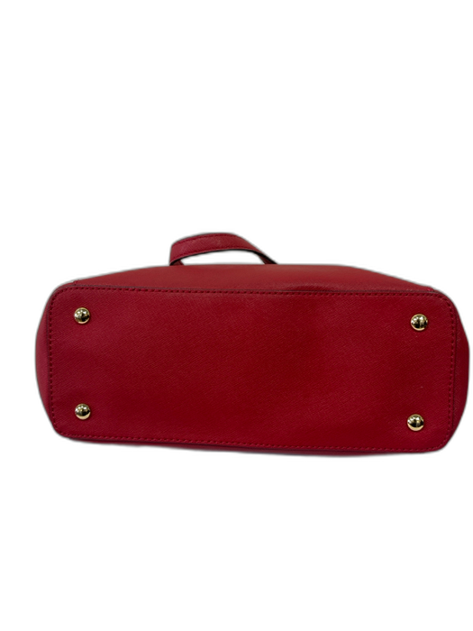 Michael Michael Kors Red Pebbled Leather Zip Top Two Straps Side Pockets Bag Red / M