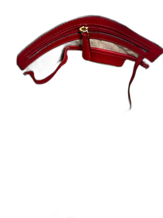 Michael Michael Kors Red Pebbled Leather Zip Top Two Straps Side Pockets Bag Red / M