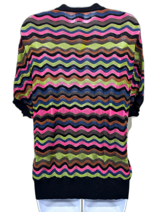 M Missoni Size Est. Small Green, Pink, Black Chevron Button Down Cardigan Green, Pink, Black / Est. Small